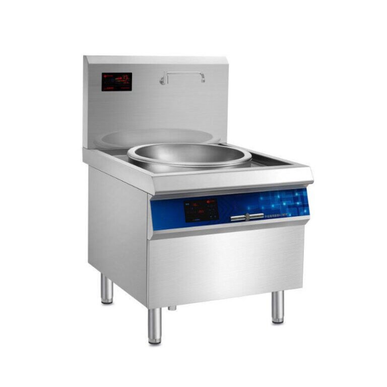 Commercial Single-Burner Induction Wok Range with Backsplash & Water Tap
